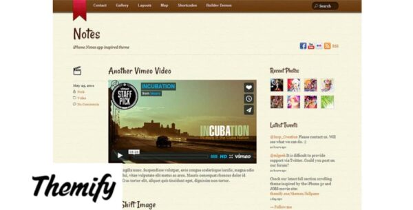 Themify Notes WordPress Theme + Activation